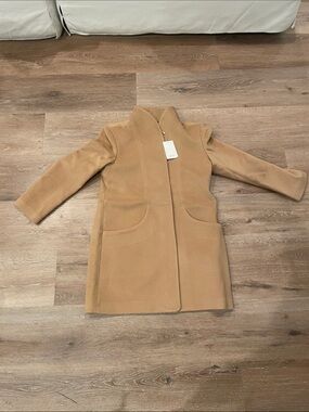 Quince Camel Trench Coat with Stand Collar